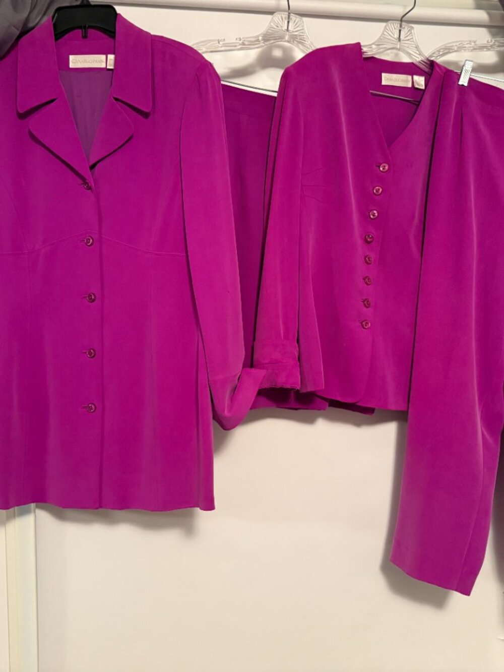 Vintage Dana Buchman 100% Silk 4 Piece Suit Set Fuchsia Pink Size 12